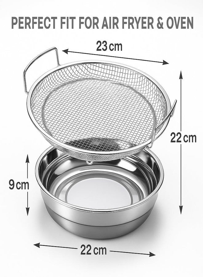 SHREESAMP Stainless Steel Oil Filter Tray Mesh Basket Frying Air Fryer Oil Strainer for Pakoda Snacks Fries Chicken Fish Crispy Food Healthy Cooking Kitchen Essential for Home Kitchen Daily Use - Image 2